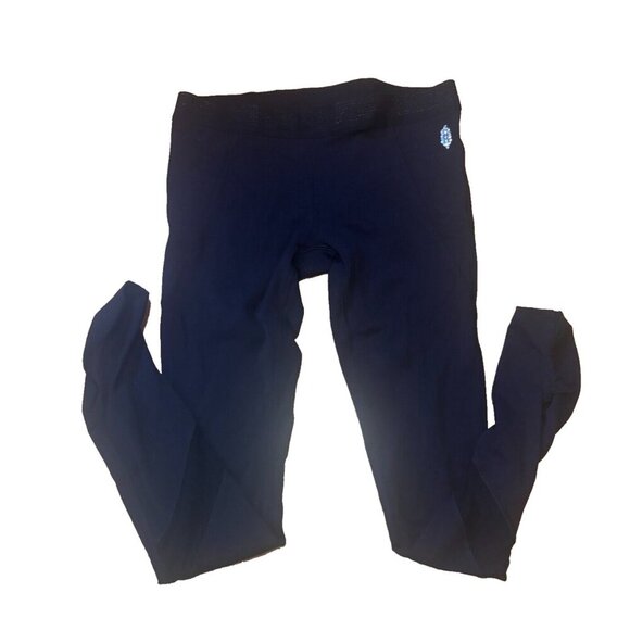 Free People FP Movement High Rise Legging Ruched Mesh Ankle Crop Pants Black SP - Picture 1 of 6